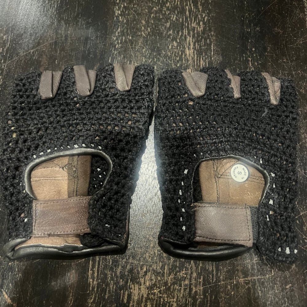 Leather Fingerless Unisex Weight Training Cycling Driving Gloves - Brown Color